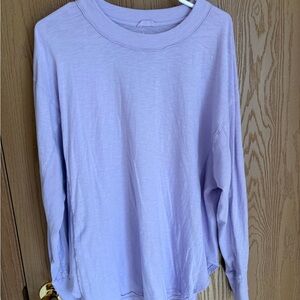 aerie Pastel Lavender Ribbed Crewneck Long Sleeve Top